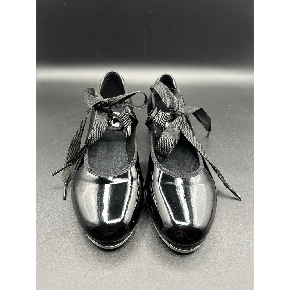 Bloch Annie Tyette Black Patent Leather Techno Tap Shoes Kid Size 1.5 EUC S0350G